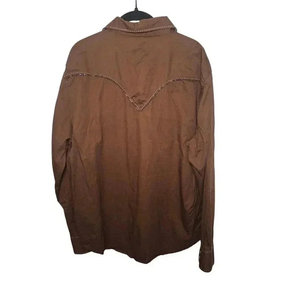 Wrangler Pearl Snap Brown White Stitch Mens 2XL Floral Embroidered - Picture 5 of 11